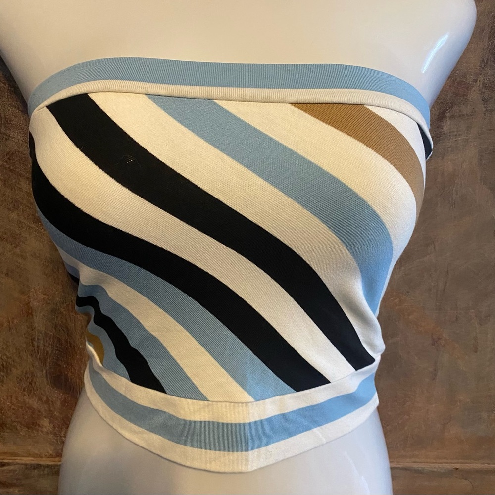 Navy striped crop top